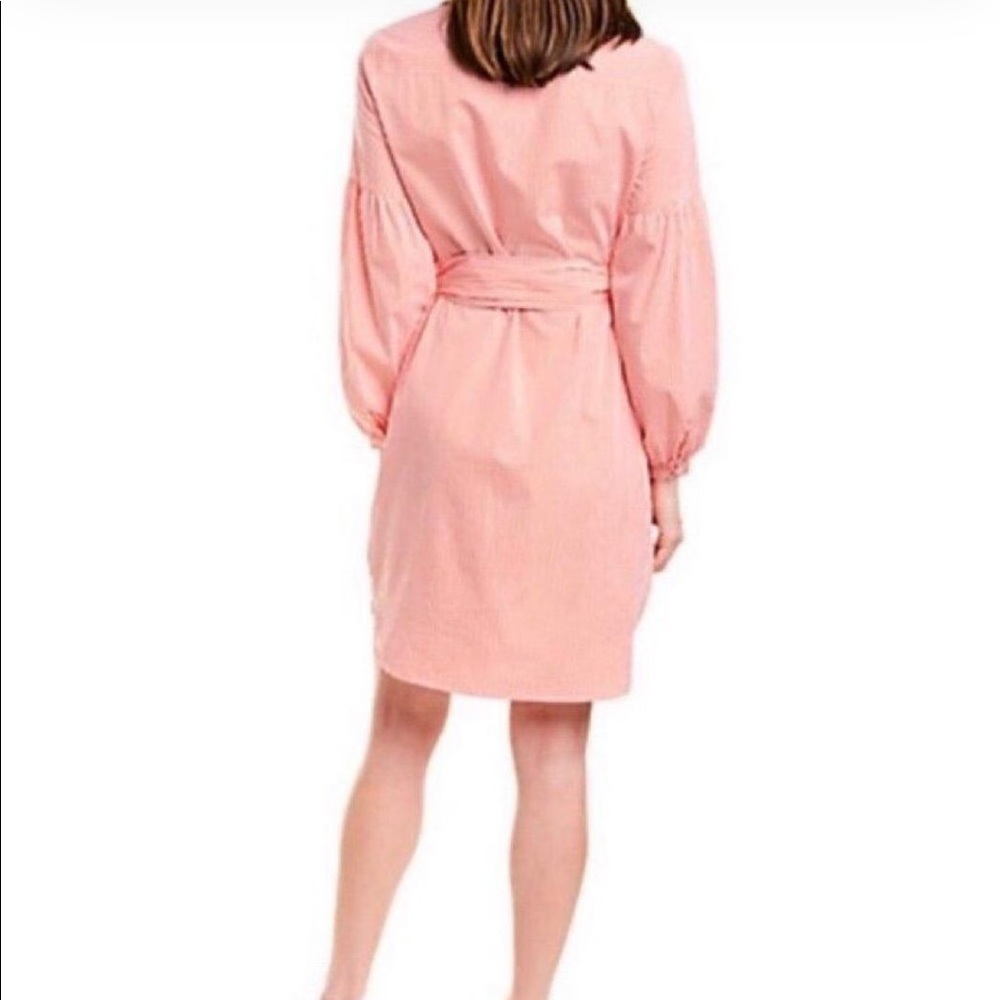 J. McLaughlin Millbury Cotton Red & White Stripe Tie Belt Midi Shirt Dress S NWT - Picture 2 of 16